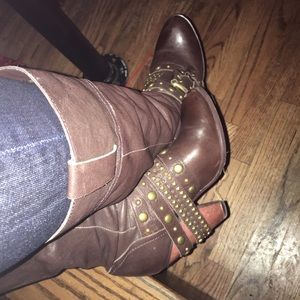 Brown Leather Knee-high Boots